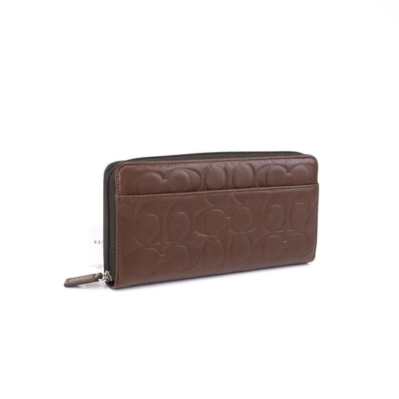 NWT Coach Signature embossed Accordion Wallet in Mahogany Brown - Picture 3 of 7